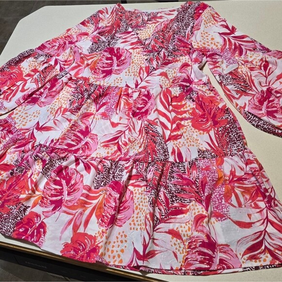 Women's Size Small Tunic Dress V Neck Casual Loose Flowy L / S Swing Dress, NEW - Picture 9 of 13